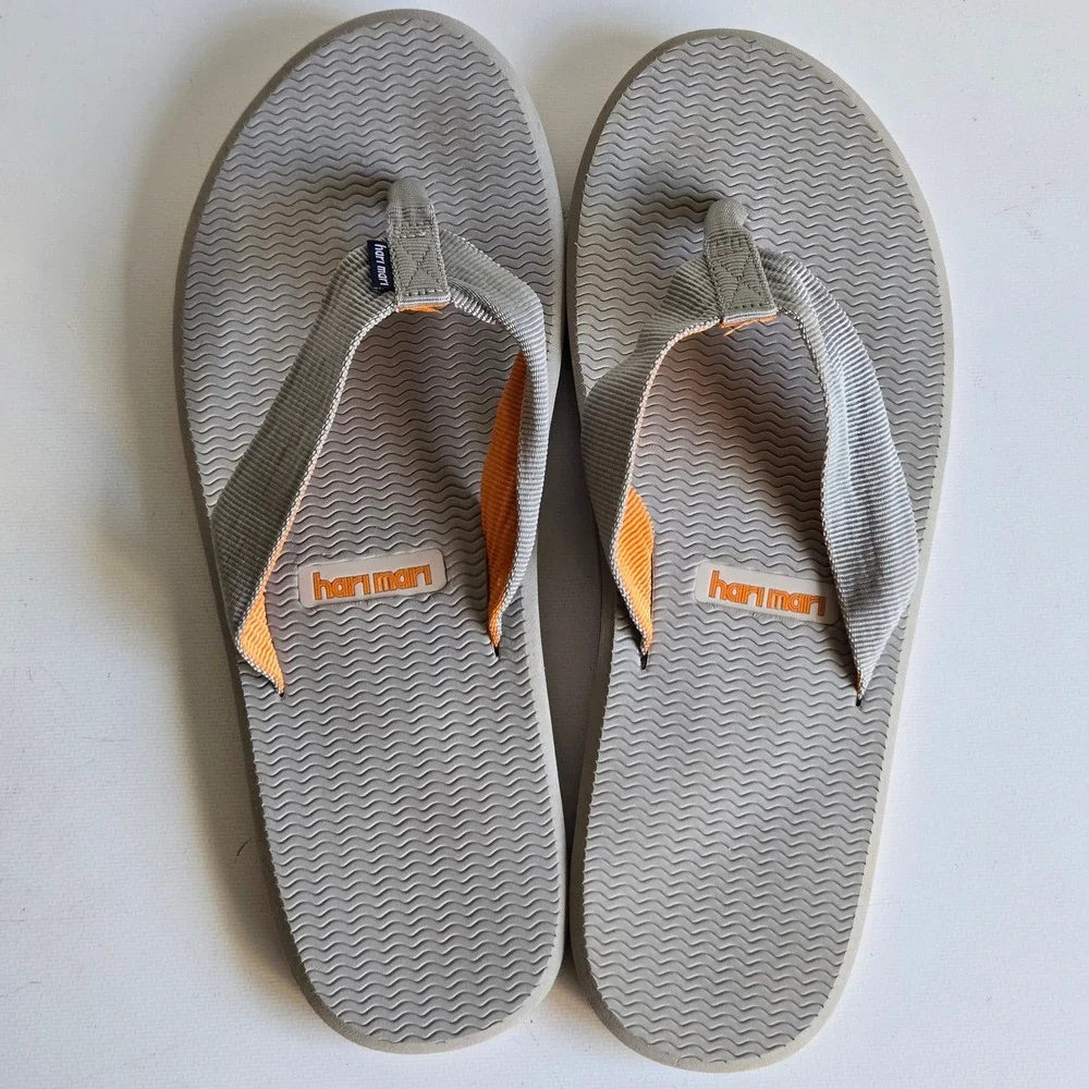 Hari Mari Dunes Mens Gray Orange Blue Flip Flop Sandals Size 12